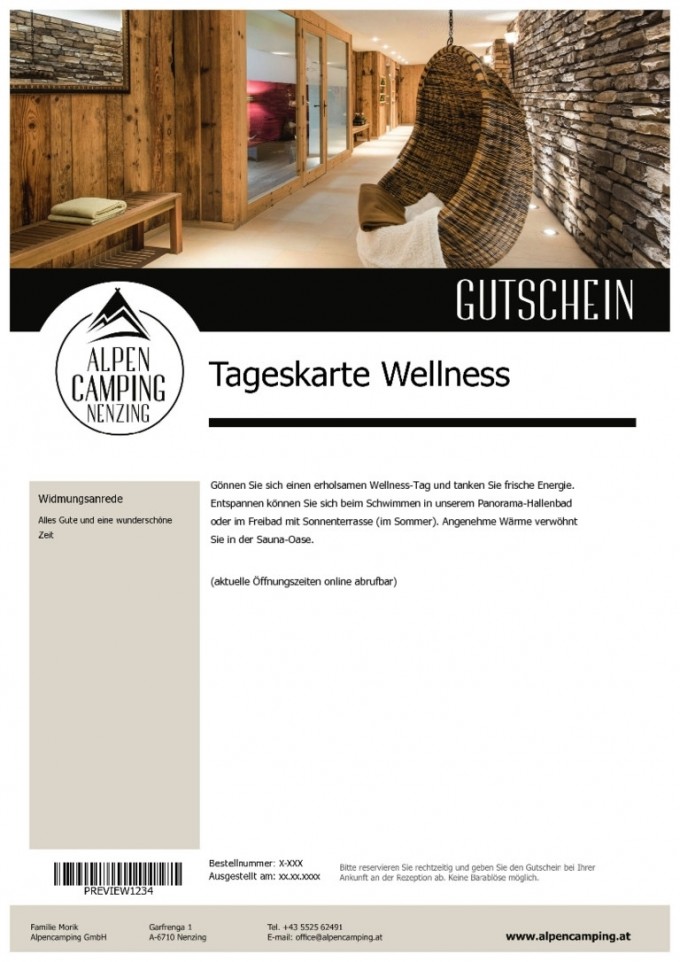 Tageskarte Wellness